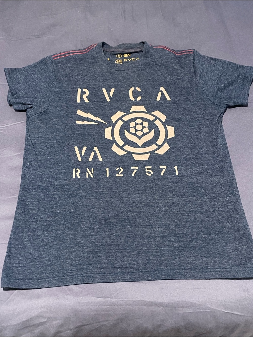 RVCA Navy Short-Sleeve Graphic Logo Tee